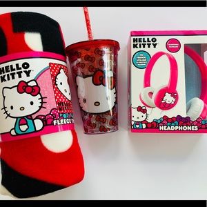Hello Kitty bundle ear phones blanket new